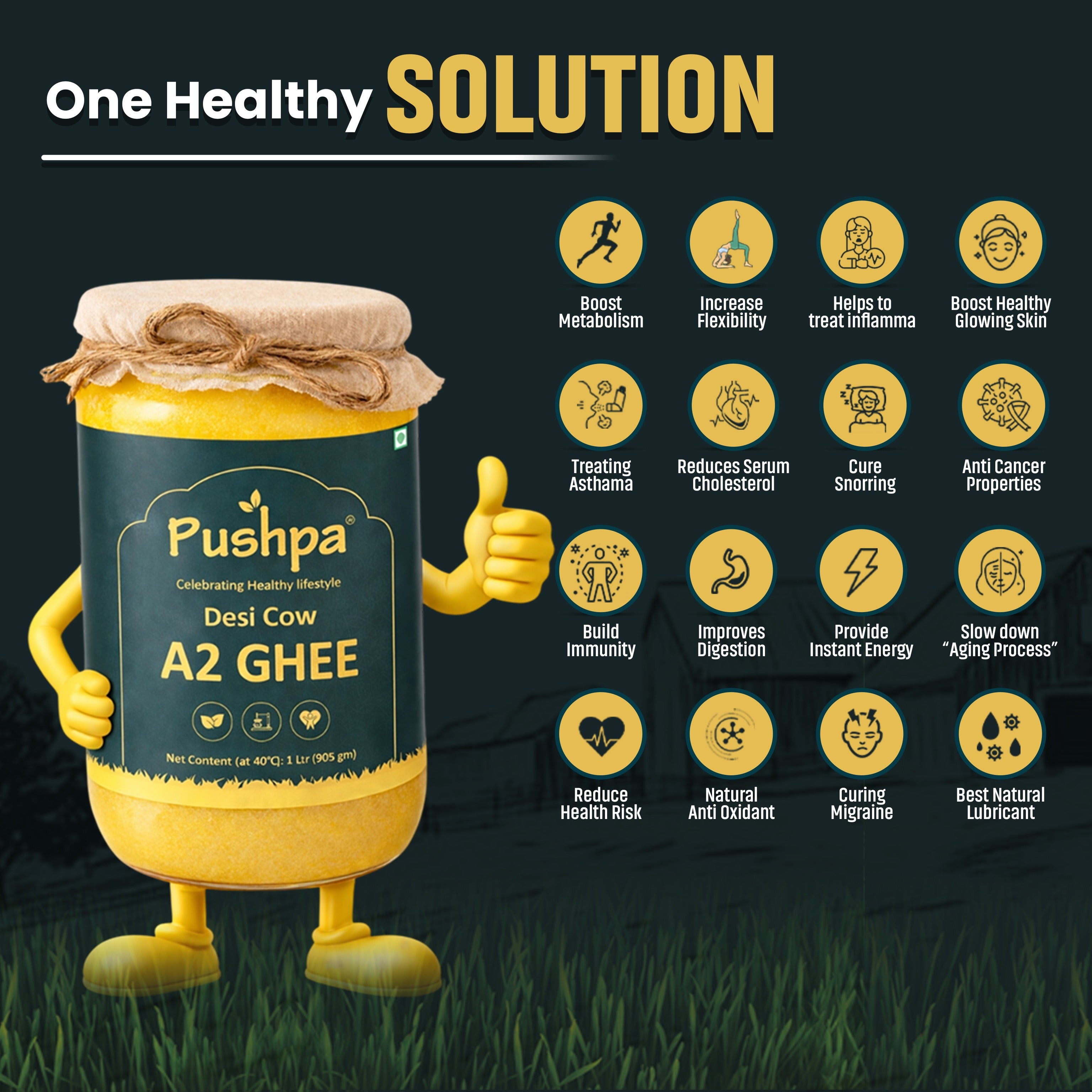 Pushpa A2 Desi Cow Ghee - 1 L